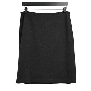 St John Chevron Knit Skirt Size 12 Black Purple Straight Pencil Stretch